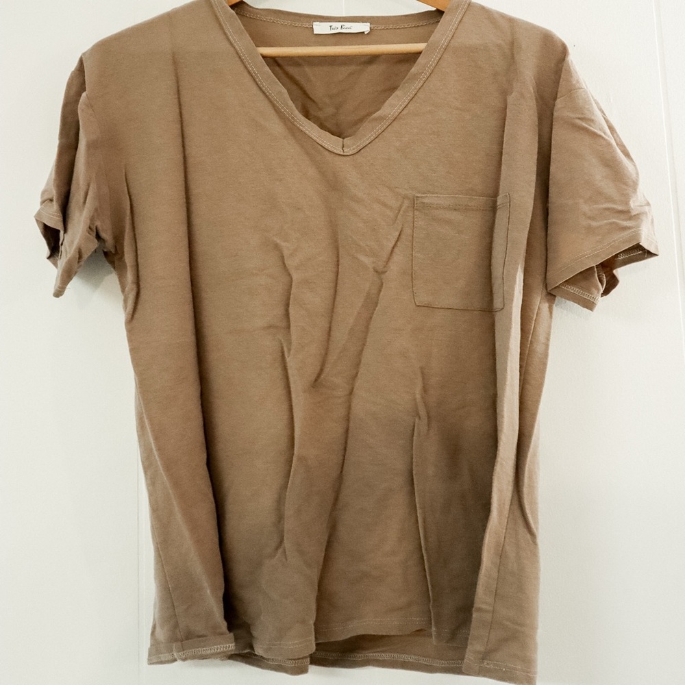 Tan V-Neck T-Shirt
